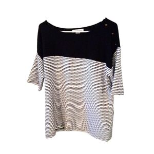 Liz Claiborne Abstract Expression Blk/White Button Accent Tile Stripe Design XL